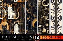 Art Deco Cats Digital Paper Backgrounds Product Image 1