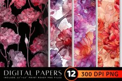 Luxury Carnation Alcohol Ink Flowers Digital Paper Backgroun Product Image 1