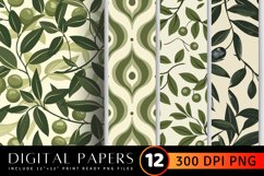 Olive Retro Digital Paper Backgrounds Product Image 1