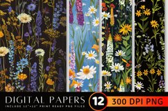 Meadow Flowers Digital Paper Backgrounds Product Image 1