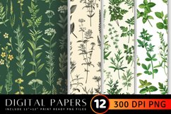 Cottage core Botanical Herbs Digital Paper Backgrounds Product Image 1