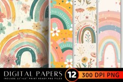 Spring Cottagecore Rainbow Digital Paper Product Image 1