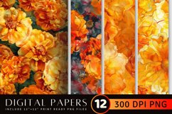 Marigold Alcohol Ink Flowers Digital Paper Backgrounds Product Image 1