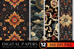 Eastern Enchantment Digital Paper Backgrounds Product Image 1