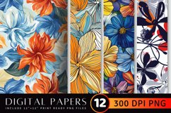 Abstract Flowers Digital Paper Backgrounds Product Image 1