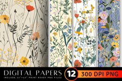 Urban Wildflowers Cottage core Garden Digital Paper Backgrou Product Image 1