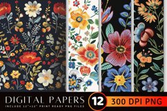 Cottage core Floral Embroidery Digital Paper Backgrounds Product Image 1