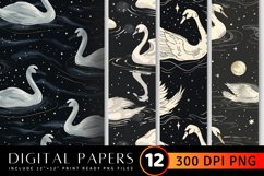 Night Swans Digital Paper Backgrounds Product Image 1
