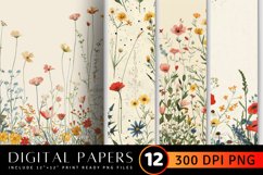 Cottage core Wildflowers Digital Paper Product Image 1