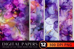 Orchid Alcohol Ink Flowers Digital Paper Backgrounds Product Image 1