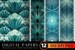 Teal Art Deco Radiance Digital Paper Backgrounds Product Image 1