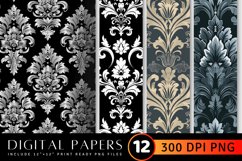 Dramatic Damask Digital Paper Backgrounds Product Image 1