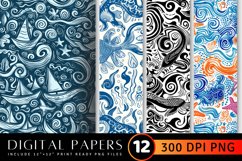 Abstract Glyph Doodles Sea Digital Paper Backgrounds Product Image 1