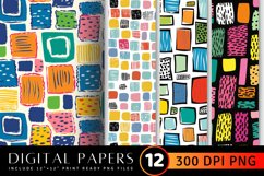 Doodle Polka Dots Rectangles Digital Paper Backgrounds Product Image 1