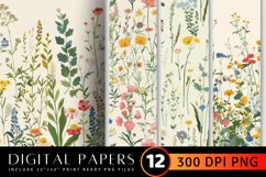 Cottage core Wildflowers Garden Digital Paper Backgrounds Product Image 1