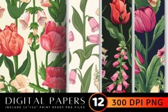 Tulip and Foxglove Digital Paper Backgrounds Product Image 1