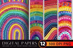 Rainbow Embroidered Fabric Party Digital Paper Backgrounds Product Image 1