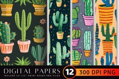 Fun Cactus Digital Paper Backgrounds Product Image 1