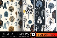 Nordic Trees Digital Paper Backgrounds Product Image 1