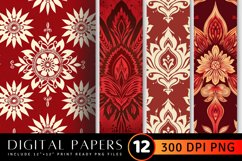 Crimson Indian Digital Paper Backgrounds Product Image 1