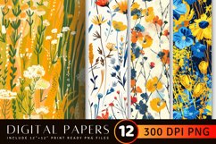Abstract Meadow Flower Digital Paper Backgrounds Product Image 1