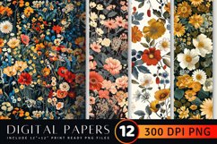 Cottage core Floral Garden Fabric Digital Paper Backgrounds Product Image 1