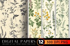 Cottage core Vintage Botanical Herb Digital Paper Background Product Image 1