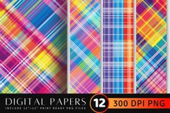 Rainbow Seamless Checkered Digital Paper Backgrounds Product Image 1