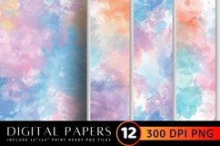 Pastel Watercolor Stains Digital Paper Backgrounds Product Image 1