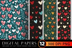 Tiny Christmas Hearts Digital Paper Backgrounds Product Image 1