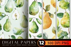 Watercolor Pears Digital Paper Backgrounds Product Image 1