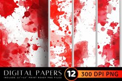 Watercolor Red Splash Abstract Digital Paper Backgrounds Product Image 2