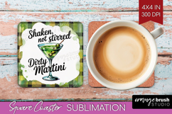 Dirty Martini Cocktail Square Coaster Summer Drink Coaster Product Image 1