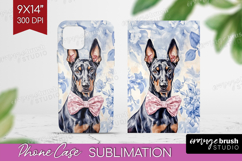 Doberman Pinscher Dog Phone Case PNG Blue Toile Case PNG Product Image 1