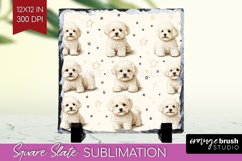 Cute Dogs Slate PNG - Puppy Square Slate Sublimation Product Image 1