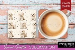 Cute Dogs Square Coaster - Puppy Coaster PNG Sublimation Product Image 1