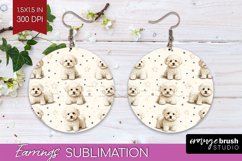 Cute Dogs Round Earrings - Puppy PNG Sublimation Product Image 1