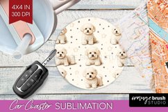 Cute Dogs Car Coaster - Puppy Coaster PNG Sublimation Product Image 1