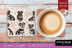 Cute Dogs Square Coaster - Puppy Coaster PNG Sublimation Product Image 1