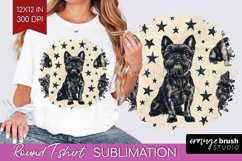 Cute Dogs Round Tshirt Background - Puppy PNG Sublimation Product Image 1
