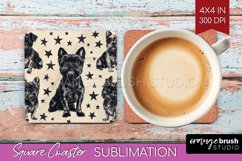 Cute Dogs Square Coaster - Puppy Coaster PNG Sublimation Product Image 1