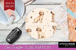 Cute Dogs Car Coaster - Puppy Coaster PNG Sublimation Product Image 1