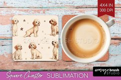 Cute Dogs Square Coaster - Puppy Coaster PNG Sublimation Product Image 1