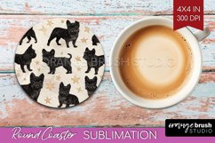 Cute Dogs Round Coaster - Puppy Coaster PNG Sublimation Product Image 1
