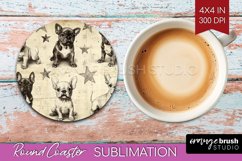 Cute Dogs Round Coaster - Puppy Coaster PNG Sublimation Product Image 1