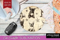 Cute Dogs Car Coaster - Puppy Coaster PNG Sublimation Product Image 1