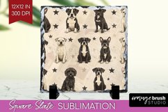 Cute Dogs Slate PNG - Puppy Square Slate Sublimation Product Image 1