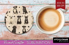 Cute Dogs Round Coaster - Puppy Coaster PNG Sublimation Product Image 1