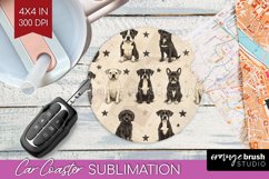 Cute Dogs Car Coaster - Puppy Coaster PNG Sublimation Product Image 1