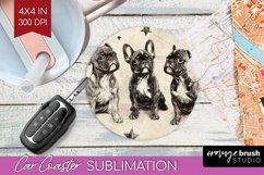 Cute Dogs Car Coaster - Puppy Coaster PNG Sublimation Product Image 1